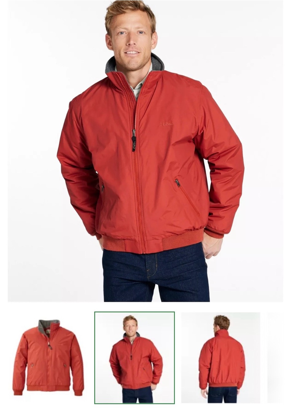 LL Bean Jacket Mens XXL Tall Rust Orange Warm Up Fleece Lined  Outdoor Hiking